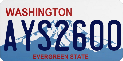 WA license plate AYS2600