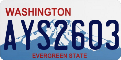 WA license plate AYS2603