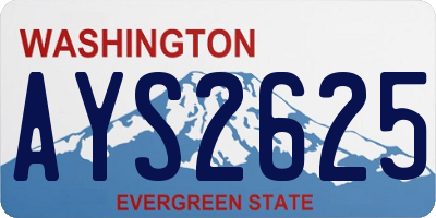 WA license plate AYS2625