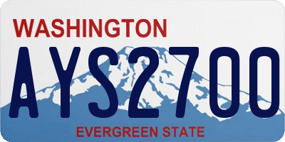 WA license plate AYS2700