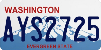 WA license plate AYS2725