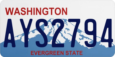 WA license plate AYS2794