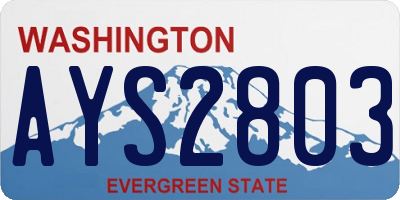 WA license plate AYS2803