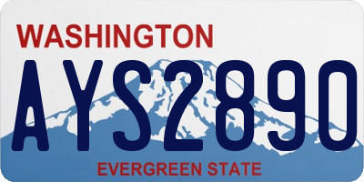 WA license plate AYS2890
