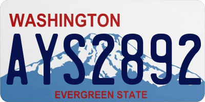 WA license plate AYS2892