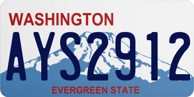 WA license plate AYS2912