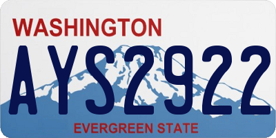 WA license plate AYS2922
