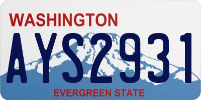 WA license plate AYS2931