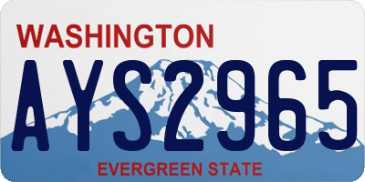 WA license plate AYS2965