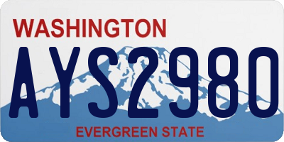 WA license plate AYS2980