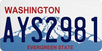 WA license plate AYS2981