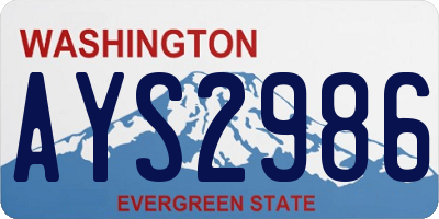 WA license plate AYS2986