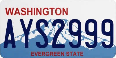 WA license plate AYS2999