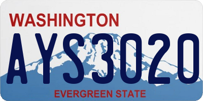 WA license plate AYS3020