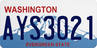 WA license plate AYS3021