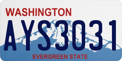 WA license plate AYS3031