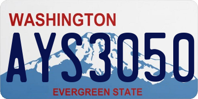 WA license plate AYS3050