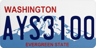 WA license plate AYS3100