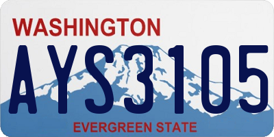 WA license plate AYS3105