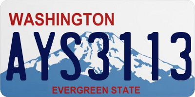 WA license plate AYS3113