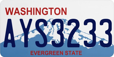 WA license plate AYS3233