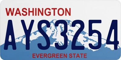 WA license plate AYS3254