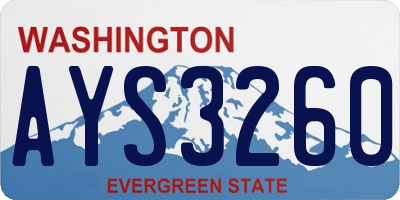 WA license plate AYS3260