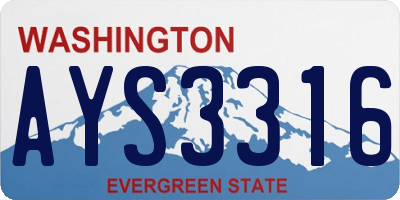 WA license plate AYS3316