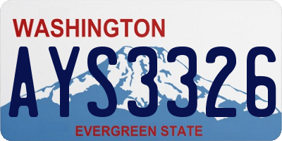WA license plate AYS3326