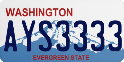 WA license plate AYS3333