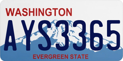WA license plate AYS3365