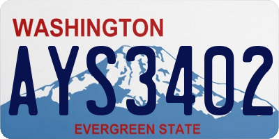 WA license plate AYS3402