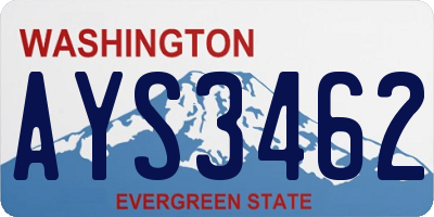 WA license plate AYS3462