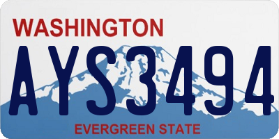 WA license plate AYS3494