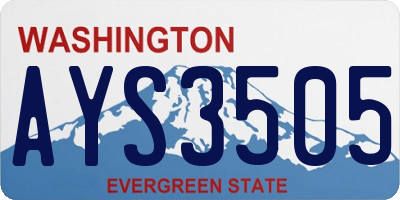 WA license plate AYS3505