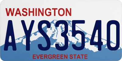 WA license plate AYS3540
