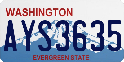 WA license plate AYS3635