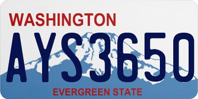 WA license plate AYS3650