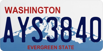 WA license plate AYS3840