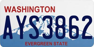 WA license plate AYS3862