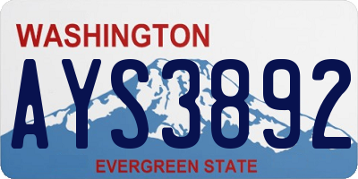 WA license plate AYS3892