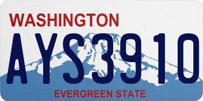 WA license plate AYS3910