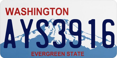 WA license plate AYS3916