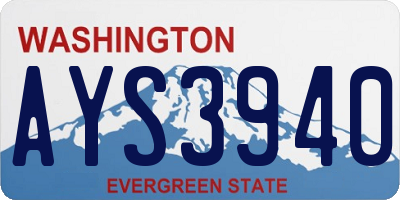 WA license plate AYS3940