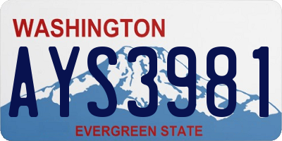 WA license plate AYS3981