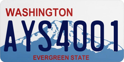 WA license plate AYS4001