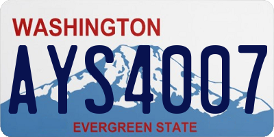 WA license plate AYS4007