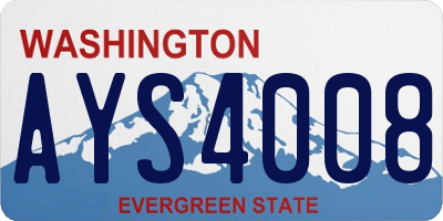 WA license plate AYS4008