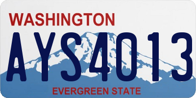 WA license plate AYS4013
