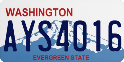 WA license plate AYS4016